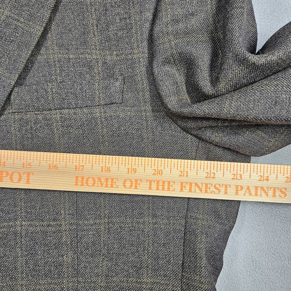 Jos A Bank Blazer Mens 46R Wool Brown Fleece Rich Sportcoat Jacket Windowpane - Picture 12 of 16